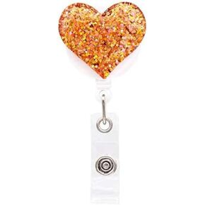 Heart Retractable Badge Holder Badge Clips ID Card Name Tags Keys Workers Nurses Students Use，Identification Badges and Supplies，Badge Holders (Purple)