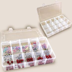 Skywin Small Plastic Grid Organizer Box (15 شبكة) ، صندوق منظم بلاستيكي مع مقسمات ، منظم علبة صغير ، صندوق تخزين واضح مع مقسم