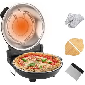 Upgrade Pizza Oven,12 Inch Electric Pizza Oven Indoor Portable,Stone Pizza Oven,1200W Portable Countertop Pizza Ovens with Viewing Window