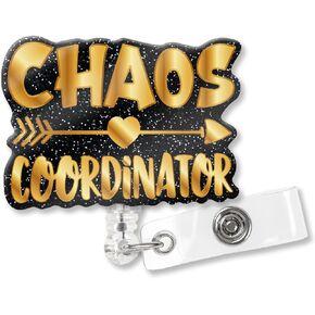XQlzy Chaos Coordinator Black Glitter Cute Begge Cenlable Retractable with Shark Clip ، Fun Gold Lradient Clip for Leader Nurse Doctor Medical Careers Poss Boss Boss