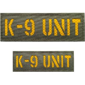 2 Pack Reflective K-9 Unit Patch Reflective Back Panel K-9 Unit Patch with Hook and Loop One Small and One Large (Black-Yellow)