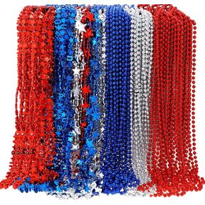Panelee Patriotic Independence Day Bead Necklaces 4th of July Accessories Party Favors Supplies(Star)