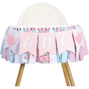أليس في OneDerland High Chair Banner - Alice 1st Birthday Decoritions ، Teapot One Birthday -Scheair Garland ، Alice in Wonderland Fairy Smash Cake ، Princess Party Fabric Banner Photo (Alice in Wonderland Banner)