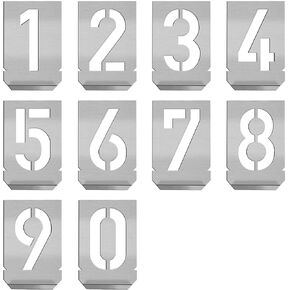 HAUTMEC Vintage Stainless Steel Numbers Stencils, 0 to 9 Stainless Steel Stencils & Holder, 40mm Numbers, Shop Stencil, Advertising Stencilling, Craft-Printing, Reusable HT0240