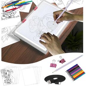 LooEooDoo A4 Rechargeable Tracing Pad Kit,Light Tablet Arts and Crafts Writing Drawing Tracer Board Bright Tracing Light Table for Weeding Vinyl, Diamond Art, Sketching, Tracing and Animation (Pink)