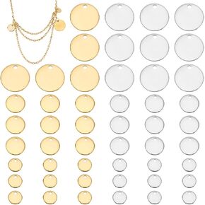 WADORN 120Pcs 2 Colors 304 Stainless Steel Blank Stamping Tag, 7/10/15mm Flat Round Stamping Blank Pendants Round Stamping Disc Pendants with hole for Jewelry Making Necklace Bracelet Charms Tags