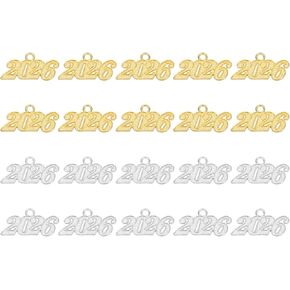PATIKIL 2026 TARSEL TASSEL Charm ، 20 PCS Alloy 2026 SEEND LETTER LETTER THE TSSLUATION TASSEL CAPUTION CAP NETRACE MANK
