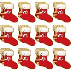 Whaline 50Pcs Christmas Stocking Cutouts Red Xmas Stocking Shape Paper Cut-Outs Winter Bulletin Board Decor with 100Pcs Glue Points for DIY Crafts Name Tag Party Home Classroom