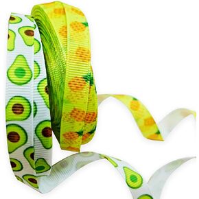 2 Rolls Fruit Grosgrain Ribbon for Crafts,2/5 inchx10Yard Fruit Themed Trims Printed Grosgrain Ribbons Kiwifruit Pineapple Fabric Ribbons for Home Party Decor,Gift Wrapping,DIY Crafts