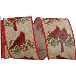 Reliant Ribbon 92768W-750-40F Cardinal Perch Linen Wired Edge Ribbon, 2-1/2 Inch X 10 Yards, Natural