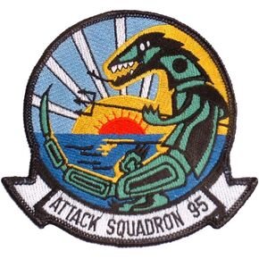 الولايات المتحدة البحرية USN VA-95 Green Lizards Fighter Attack Squadron Squadron Patch ، مع مادة لاصقة من الحديد