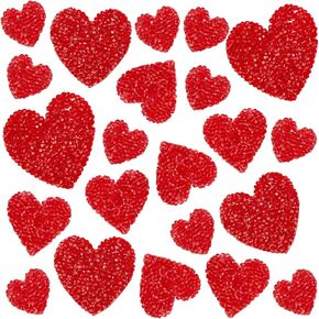 CRASPIRE 28Pcs 4 Sizes Heart Iron on Patches Red Bling Rhinestone Patches Hot Melt Adhesive Iron on Rhinestone Applique Decoration Patche for Sewing Craft Decoration Clothing Repair DIY Accessories