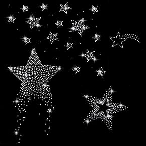 4 PCS Star Rhinestone Iron on Patches Transfer Bling Hot Fix Iron on Patch Motif Transfer Silver Rhinestone Glitter healpiques for bants bants hats jeans diy crafts