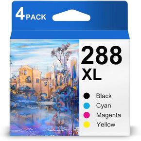 288xl من خراطيش الحبر مع أحدث استبدال رقاقة ل 288 288XL Durabrite Ultra Ink Black & Standard Color Combo Pack for Expression XP-440 XP-330 Printer (Black ، Cyan ، Magenta ، Yellow)