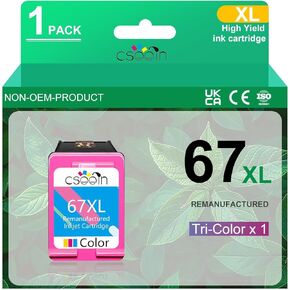67XL لون خرطوشة حبر اللون لـ HP 67 لـ Envy 6458 6455e 6452e 6058 6065e 6055 6052 6400 Deskjet 2800e 2855e 2842e 2852e 4255e Printers (1 tri-color)