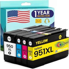 Mirone Compatible Ink Cartridges Replacement for HP 950xl 951xl Combo for HP 950 951 Ink cartridges 951xl Cartridges Combo Pack for Officejet Pro 8600 8610 4PK