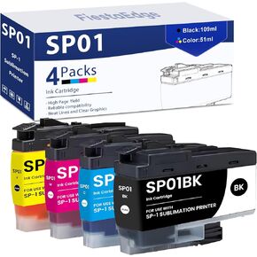 SP01 SP-01 SP-1 Sublimation Ink Cartridge High Capacity 4-Pack SP01BKS SP01CS SP01MS SP01YS Ink Cartridge Replacement for Brother SP1 SP-1 Sublimation Printer - SP01BKS (109ML) SP01CS (51ML)