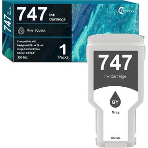 747 Gray 300-ml Ink Cartridge (P2V86A) Replacement for HP 747 P2V86A Gray High Capacity Ink for DesignJet Z9+ & Z9+dr Large Format Photo Printer (1-Pack, P2V86A Gray)