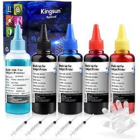 Ink Refill Kit for HP 21 22 60 61 62 63 64 65 94 95 96 564 711 901 902 920 932 933 934 940 950 951 952 970 971 Ink Cartridge 100 ml Bottle (Printer Cleaner, Black, Cyan, Magenta, Yellow)