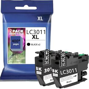 LC3011XL LC3011BK LC 3011 XL Black Ink Cartridges Replacement Ink for Brother LC3011 XL Ink Cartridges Compatible for Brother MFC-J491DW MFC-J497DW MFC-J895DW MFC-J690DW (2 Black)