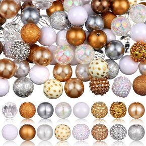 Sasylvia 100 Pcs 20 mm Bubblegum Rhinestone Beads for Pens Shine Disco Ball Plastic Chunky Loose Round Spacer Beads for Jewelry Making DIY Craft Pen Bracelet Supplies