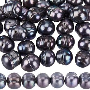 Sunnyclue 1 Box 43 ~ 48pcs 7.5 ~ 10mm المياه العذبة لؤلؤة اللؤلؤ الأسود حبات الطبيعية المستنبتة الباروكية جولة غير منتظمة Obsidian أصلية لؤلؤة من أجل المجوهر