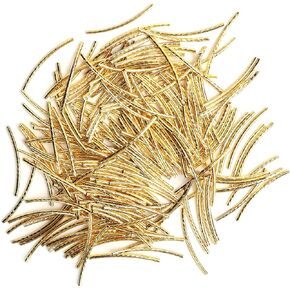 200pcs طلاء ذهبي مطلي طويل المنحني أنبوب المعكرونة حبات شريط الجنيه الاسترليني لإمدادات الأساور (الذهب)