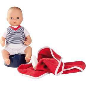 Gotz Aquini 13" Drink & Wet Anatomically Correct Boy Bath Baby Doll - 6 Piece Set