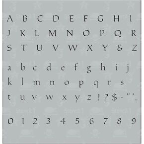 stencil alphabet serif (5.75 "× 6") - استنسل مايلار جودة قابلة لإعادة الاستخدام لجدران الطلاء والنسيج والأثاث والحرف اليدوية والديكور