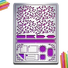Mayjoydiy Print Flower Flower Journal Stencil Stency Steel Stencils Stencils Stencils 4 × 7inch Metal Scrapbooking Drawing Stencil DIY Scrapbook Engraving Wood Corving