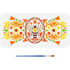 إصبع اللوتس لوتس زهور الاستنسل الحدودية مع فرشاة الطلاء 5.9x11.8inch لوتس زهور قالب بلاستيك زهور الأليف زهور الكروم اللوحة الحدود الحدود الحدود