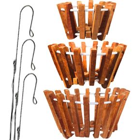 Set of 3 Rustic Specialist Orchid Growing Baskets for Outdoors, Handmade Wooden Orchid Baskets With Hangers, Vanda Baskets for Orchids, Air Plants, Wooden Hanging Planters, Orchid Tree Hangers