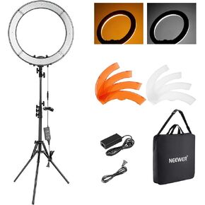 Neewer Advanced 18-inch LED Ring Light Support Manual Touch Control with LCD Screen, 2.4G Remote and Multiple Lights Control, 3200-5600K, Stand Included for Makeup YouTube Video Blogger Salon (Black) in Kuwait