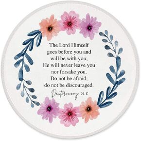 Znzd Bible Verse Deuteronomy 31:8 The Lord Himself Goes Before You Mouse Pad 7.9 x 7.9 Inch,Christian Non-Slip Rubber Base Mousepads for Home Office College Dorm Desk Decor,Gifts for Christian
