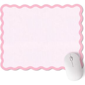 Kingdder Pink Scalloped Wave Mouse Pad - 9.8 x 7.8 Inches Non-Slip Rubber Base with Waterproof Fabric Surface, Cute Desk Mat for Women Girls Office, Gaming & Home Decor