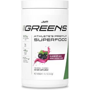 JYM Greens Super Food Powder for Performance, Watermelon Cucumber, Spirulina, Mushrooms, Vitamins, BroccoPhane & Broccoli, Men & Women, 30 Servings