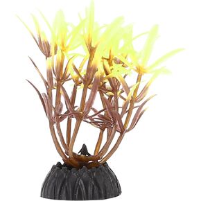 Plastic Aquarium Plants, Small Aquarium Plastic Plants, Artificial Plastic Aquatic Plants, Fish Tank Plants Accessories for Aquarium Decorations, Yellow Brown