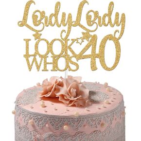 Lordy Lordy Look Who's 40 Cake Topper ، Happy 40 Chake Cake Topper ، Funny Forty Beverns Birthder Suppies ،