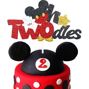 Glitter Twodles Cake Topper, Mouse Birthday Cake Decor boy Second Birthday Party Supplies
