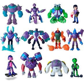 أرقام تستند إلى شخصيات Ben 10 Action - مجموعة من 12 لعبة [Ben Tennyson ، Cannonbolt ، slapback ، صخور الصدمة المدرعة ، أربعة أذرع ، Heatblast ، XLR8 ، اللقطة الساخنة ، رأس Diamind ، تدفق فوق]