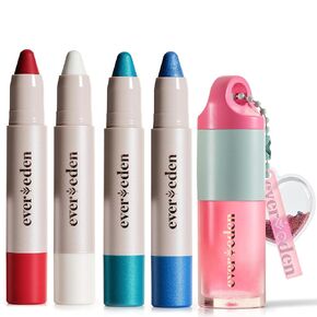 Evereden Kids Fantasy Face Crayons and Lip Oil - Soothing & Hydrating Gloss - Sakura: Non Toxic Kids Makeup & Multi-Purpose Face, Eye & Lip Crayon - Safe for Sensitive Skin