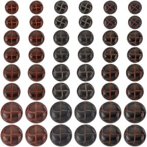 60Pcs 3 Colors Brown Football Shank Buttons Craft 15-25mm Imitation Leather Buttons Plastic Round Buttons for DIY Suits Dress Skirts Coats Uniform Jackets Clothing Embellishment