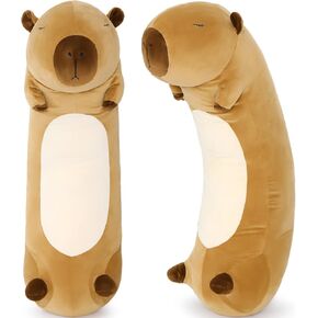 Morismos Long Capybara Body Pillow 39.3in ، Capybara Capybara محشوة Aminal بالنوم المحبوب.