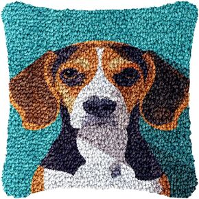 طقم وسادة لقطات حيوانات حيوان للحيوانات للبالغين مع القماش المطبوع DIY Crochet غزل رمي وسادة تغطية الإبرة الحرفية المصنوعة يدويًا للديكور الأريكة المنزلي 43 × 43 سم ، كصورة رئيسية