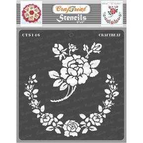 Craftreat القابلة لإعادة الاستخدام للزهور للطلاء على الخشب ، القماش ، الورق ، النسيج ، الأرضية ، الجدار والبلاط - روز باريد - 6 × 6 بوصات - الفن والفنون الحرف DIY لطلاء الزهور