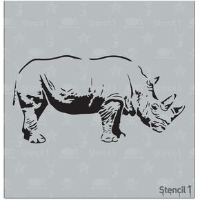 Stencil1 Rhino Stencil Durable Quality Reusable Stencils for Painting - Create Stencil Crafts and Decor - Decor on Walls Fabric & Furniture Recyclable Art Craft - 5.75" x 6"