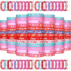 Wettarn 100 PCS Silicone Wristband معصم سعيد أساور مطاطية القلب تفضل أساور السيليكون