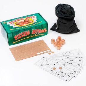 مجموعة ألعاب Bingo الكلاسيكية - ألعاب اللوح الروسية لوتو - لعبة ألعاب عائلية ممتعة مع براميل وبطاقات خشبية