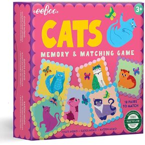 EEBOO: Cats Little Square Memory & Matching Game ، المرح التنموي والتعليمي ، 18 زوجًا لمطابقة ومهارات الاعتراف والذاكرة ، للأعمار 3 وما فوق