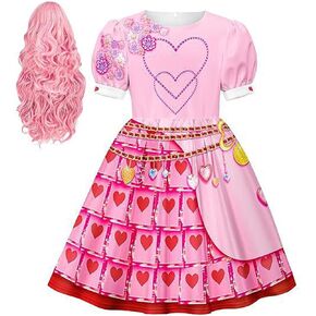 Girls Red Costume Kids Pink Dress Cosplay Outfit Movie Halloween Party Gif